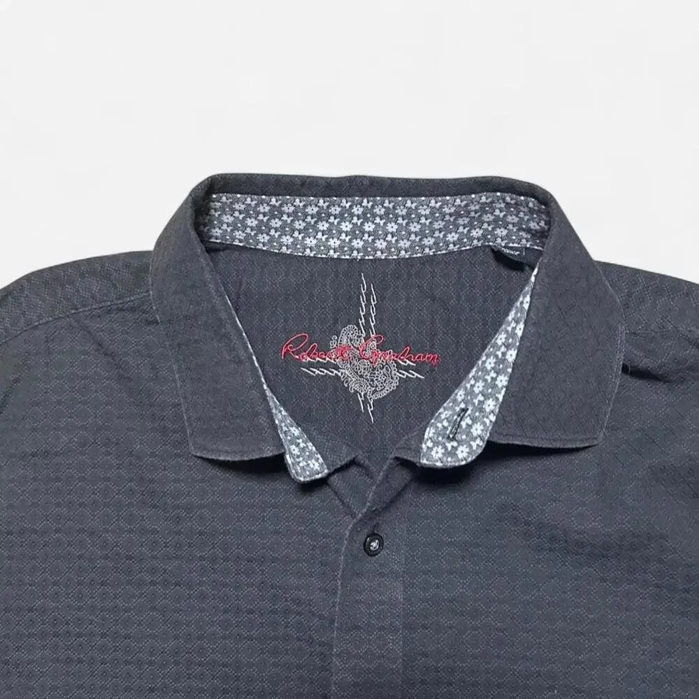 Robert Graham Black Embroider‎ Stitch Pattern Button Up Size 2XL